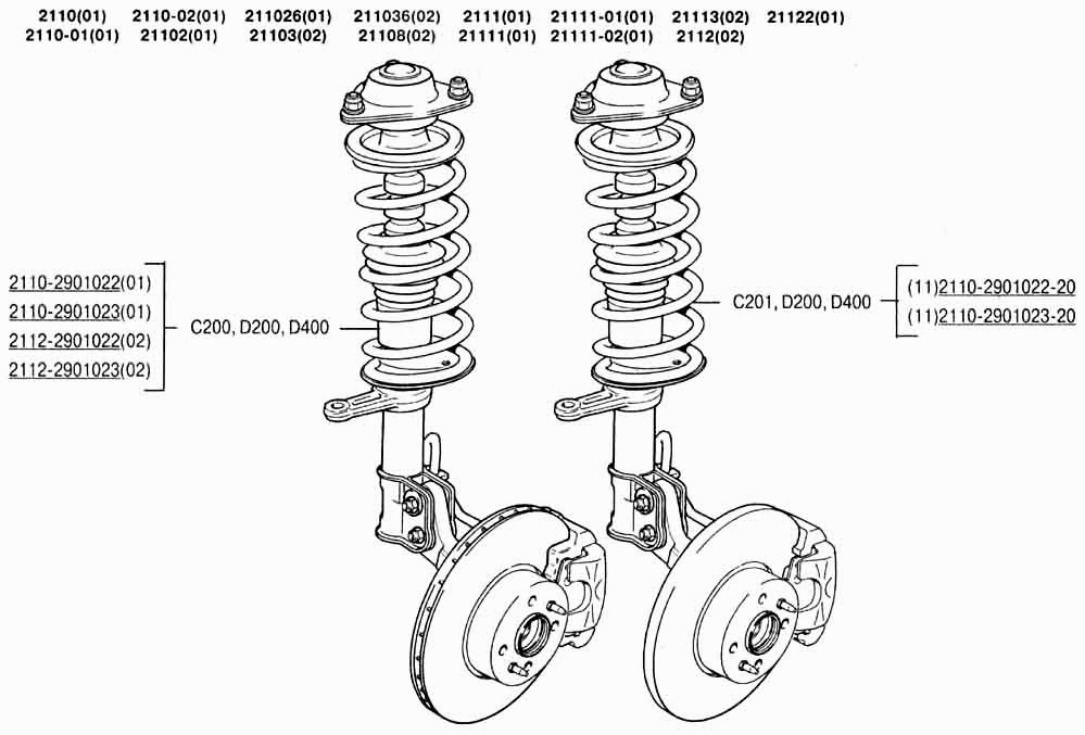 Стойки телескопические в сборе