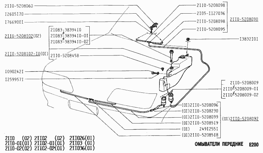 Омыватели передние