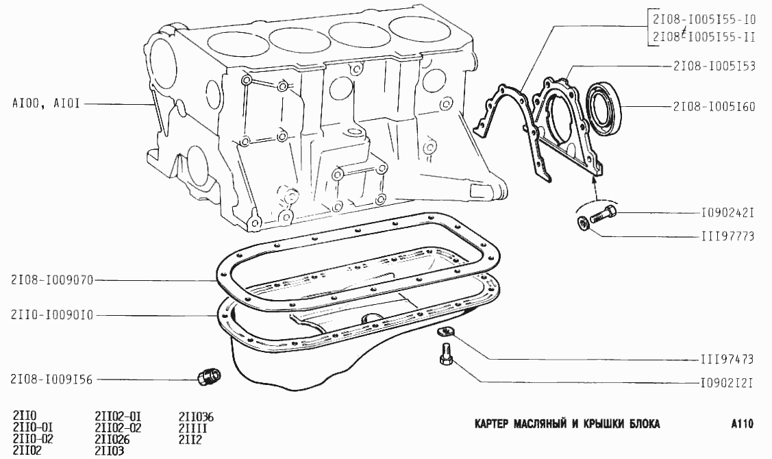 Картер масляный и крышки блока