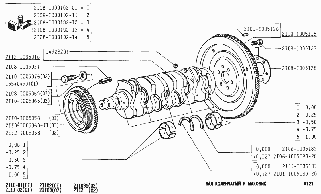 Вал коленчатый и маховик