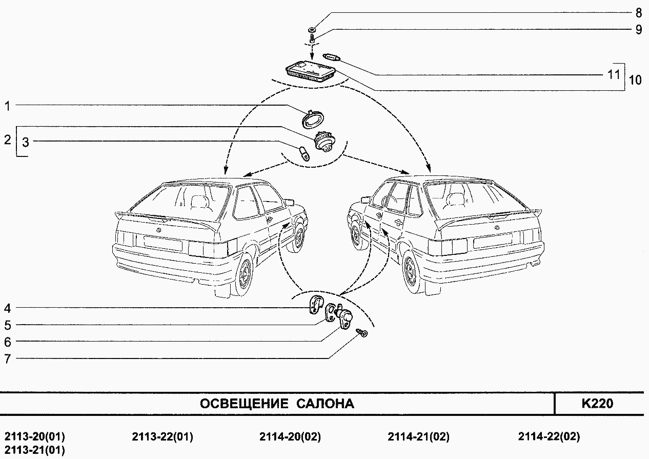 Освещение салона