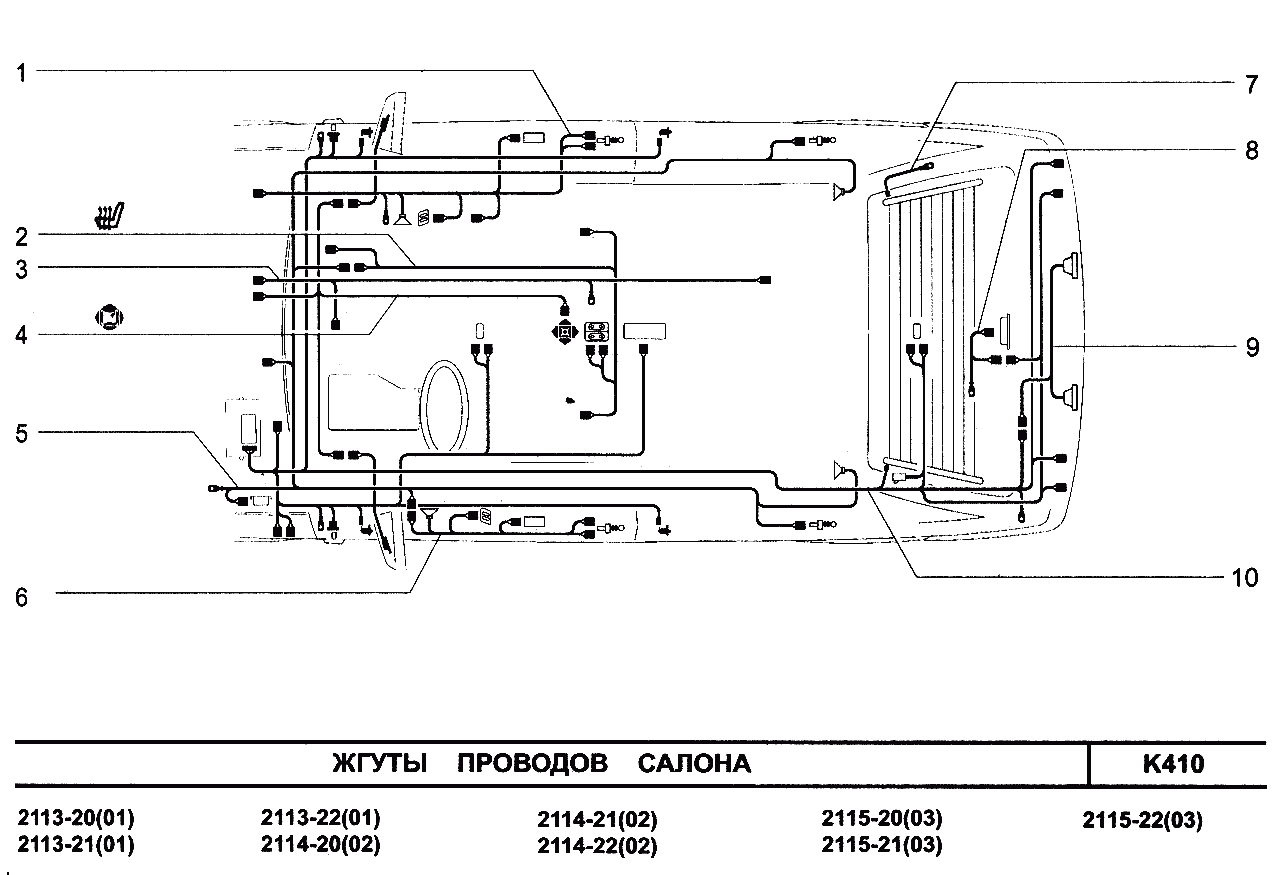 Жгуты проводов салона