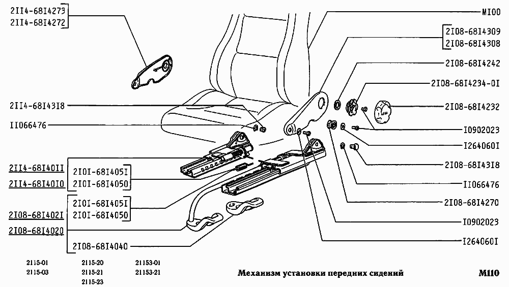 Механизм установки передних сидений