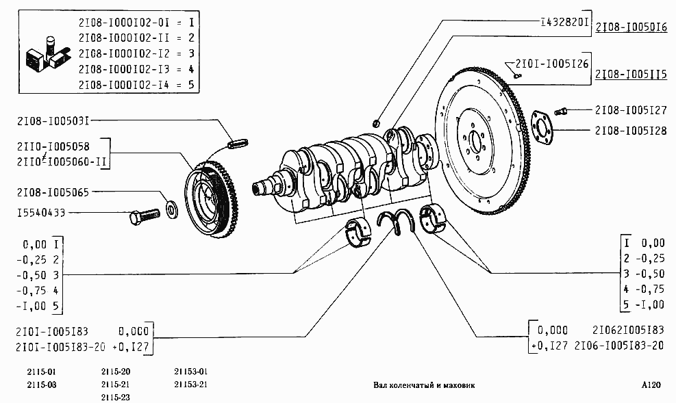 Вал коленчатый и маховик