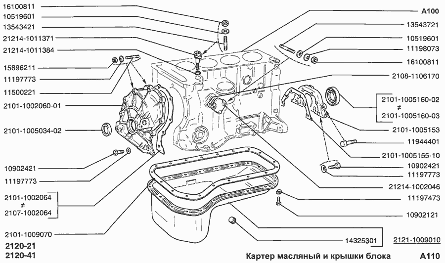 Картер масляный и крышки блока