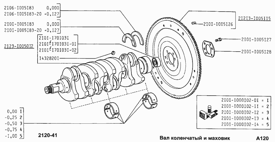 Вал коленчатый и маховик