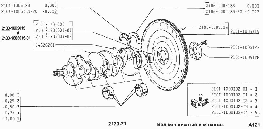 Вал коленчатый и маховик