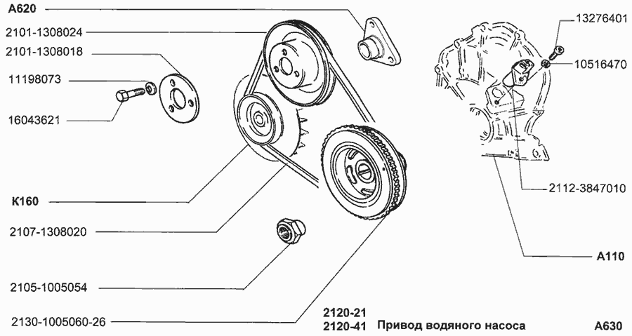 Привод водяного насоса