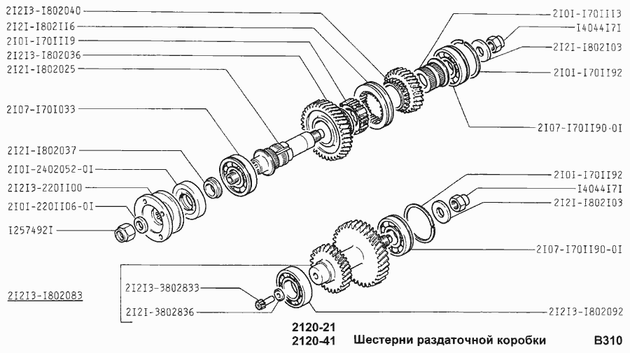 Шестерни раздаточной коробки