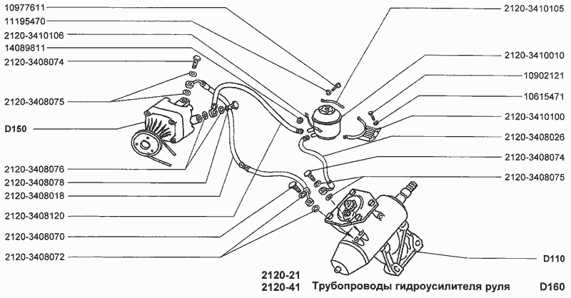 Трубопроводы гидроусилителя руля