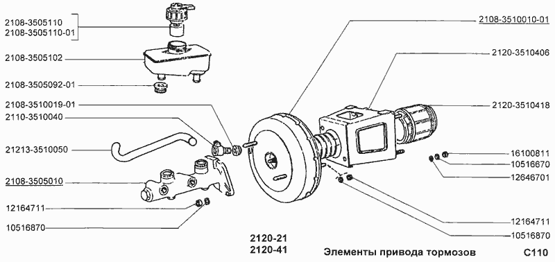 Элементы привода тормозов