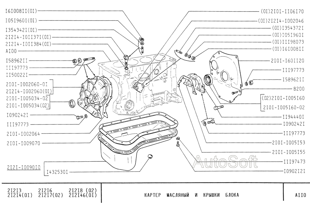 Картер масляный и крышки блока
