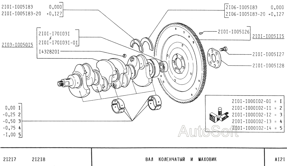 Вал коленчатый и маховик