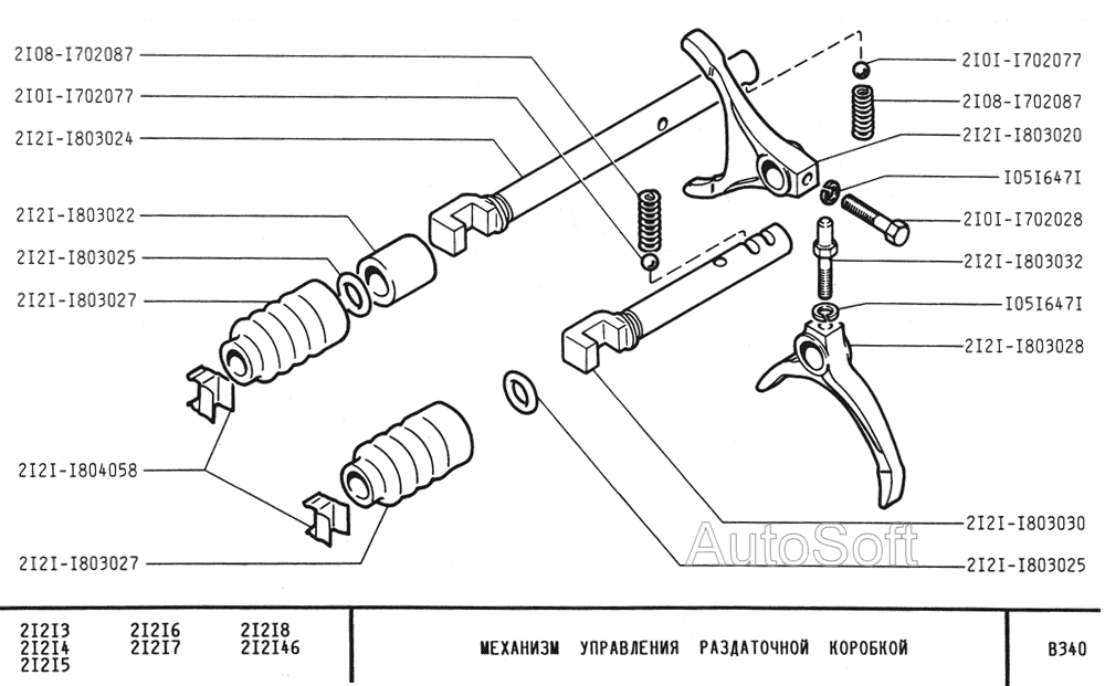 Механизм управления раздаточной коробки