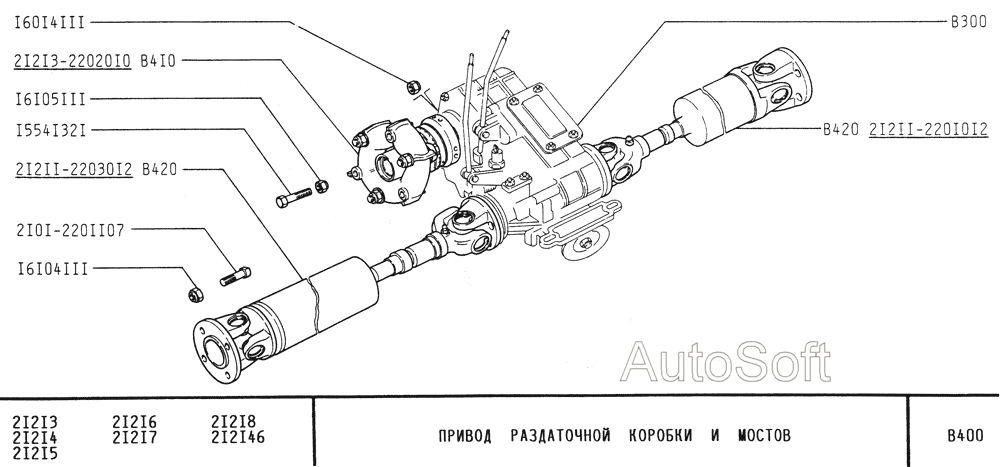 Привод раздаточной коробки и мостов