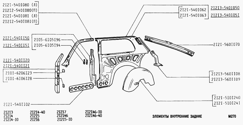 Элементы внутренние задние