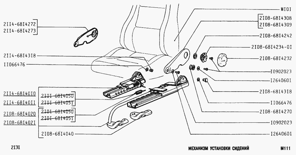 Механизм установки сидений