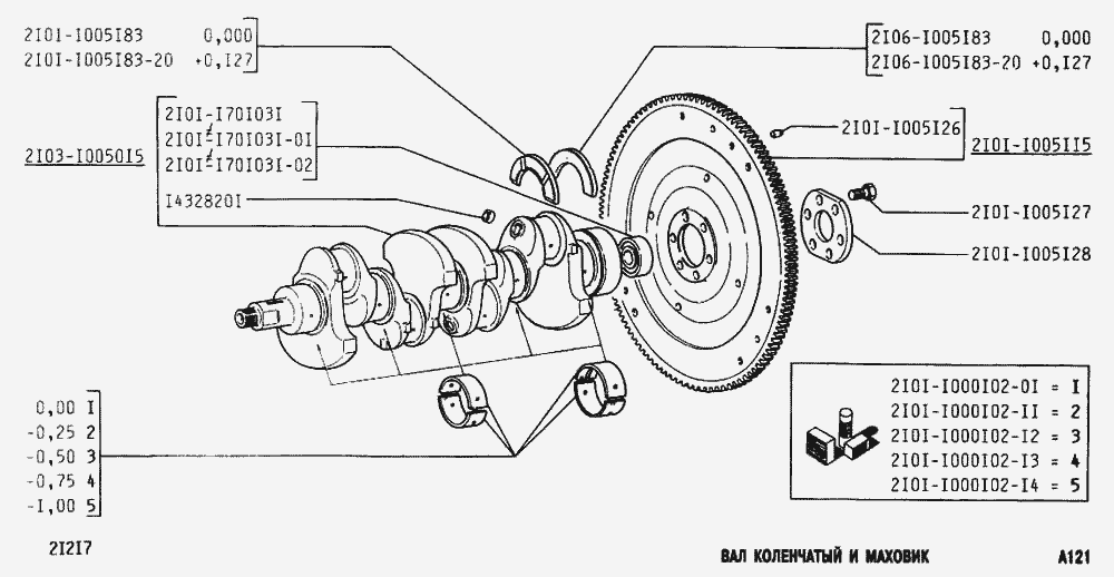Вал коленчатый и маховик