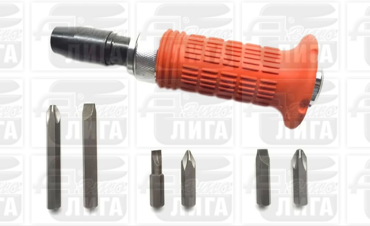 Отвертка ударная с защитой 6 бит ( вставок ) в кейсе 1/25 МАЯКАВТО 5065