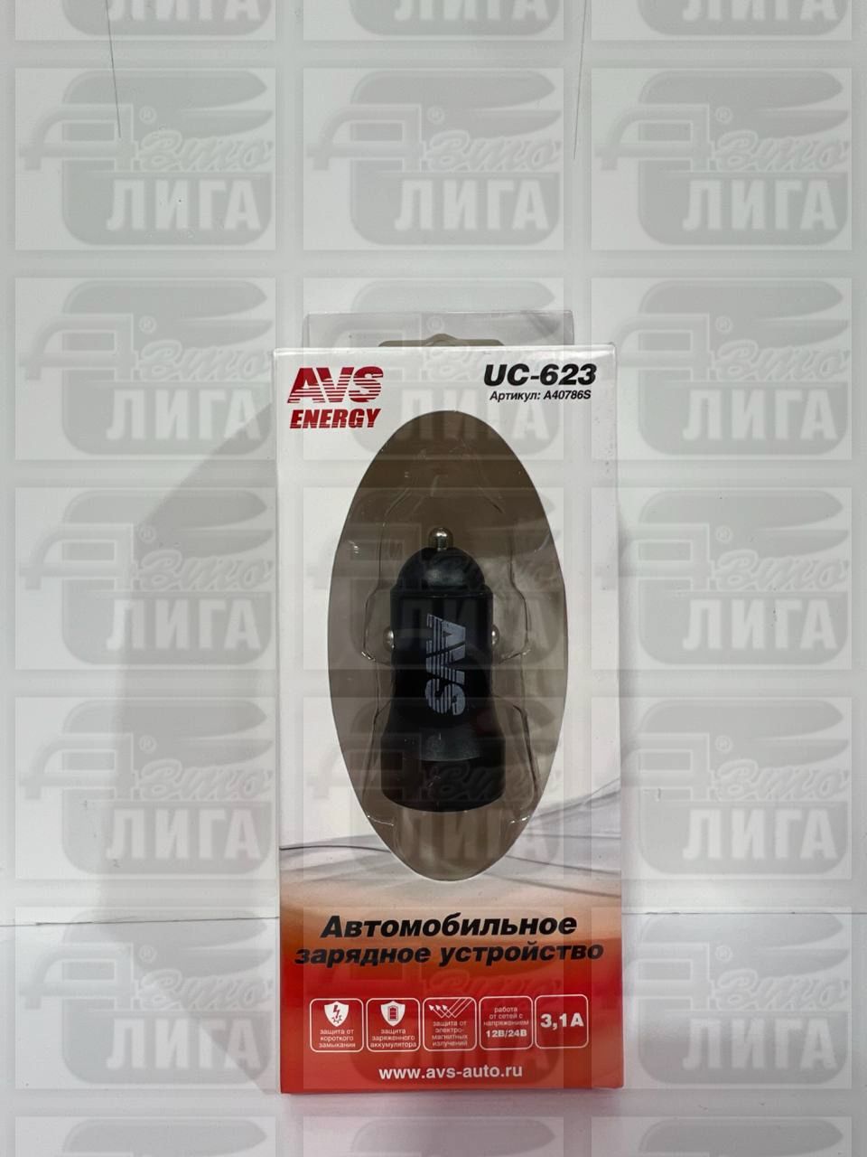 USB автомобильное зарядное устройство AVS 2 порта UC-623 (3,1А)