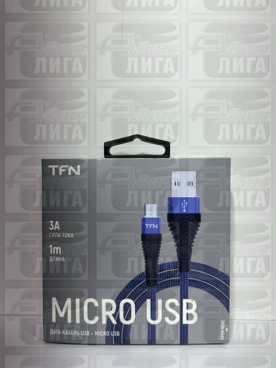 Кабель TFN Forza microUSB, 1м, черный, голубой