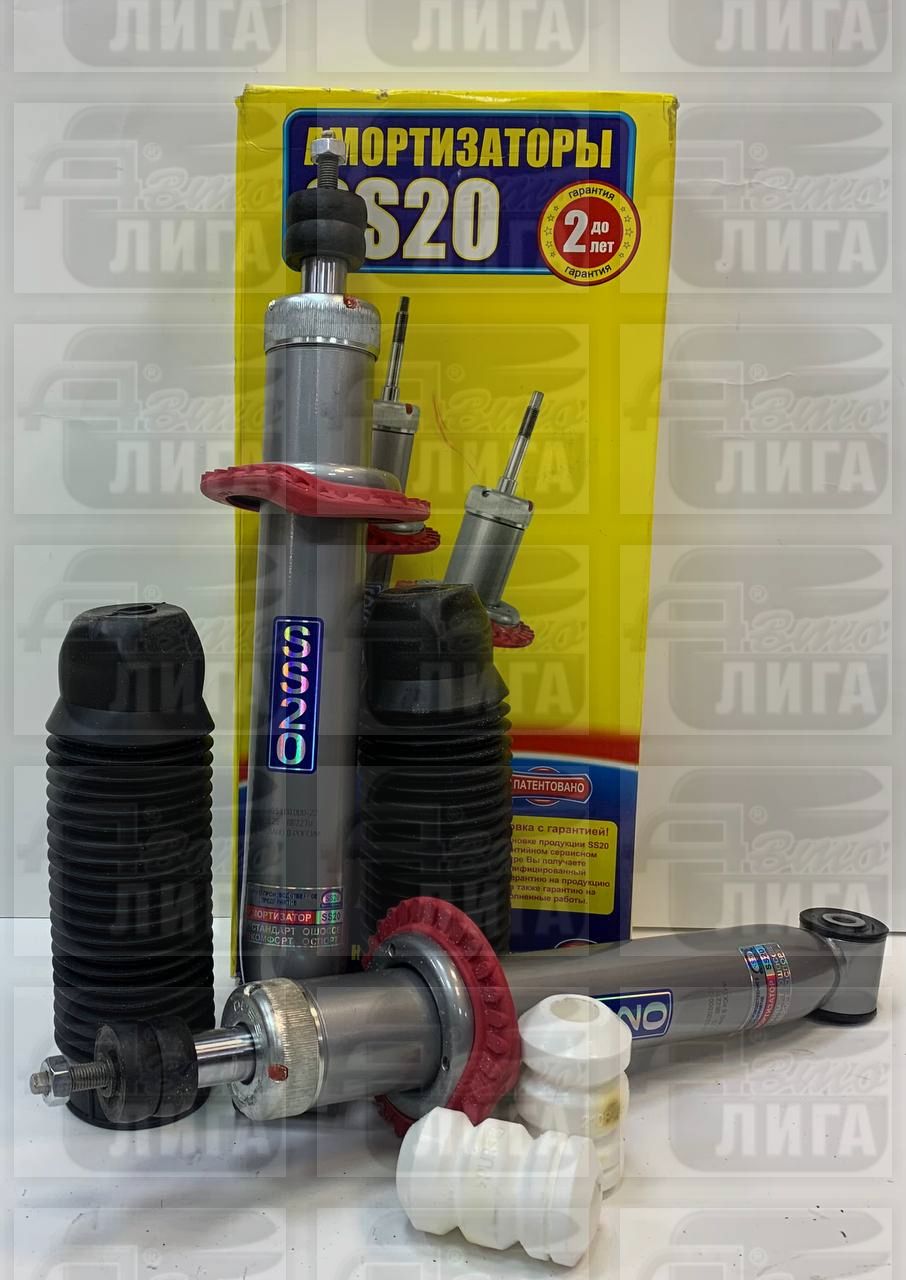 Стойки задние ВАЗ 2110 масло усиленные "SS-20". Стойки задние в сборе (увеличенный шток стойки, отбойник, пыльник, подушки, шумо
