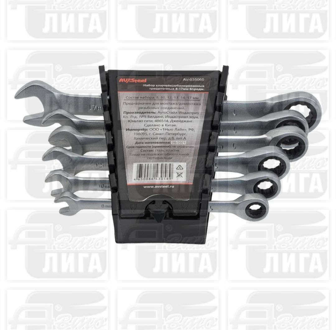 Набор комбинированных трещоточных ключей, 6 предметов AV Steel AV-035060