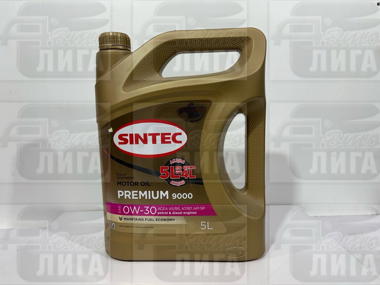 Масло моторное Sintec Premium 9000 А5/В5 0W-30 5л по цене 4-х Акция!
