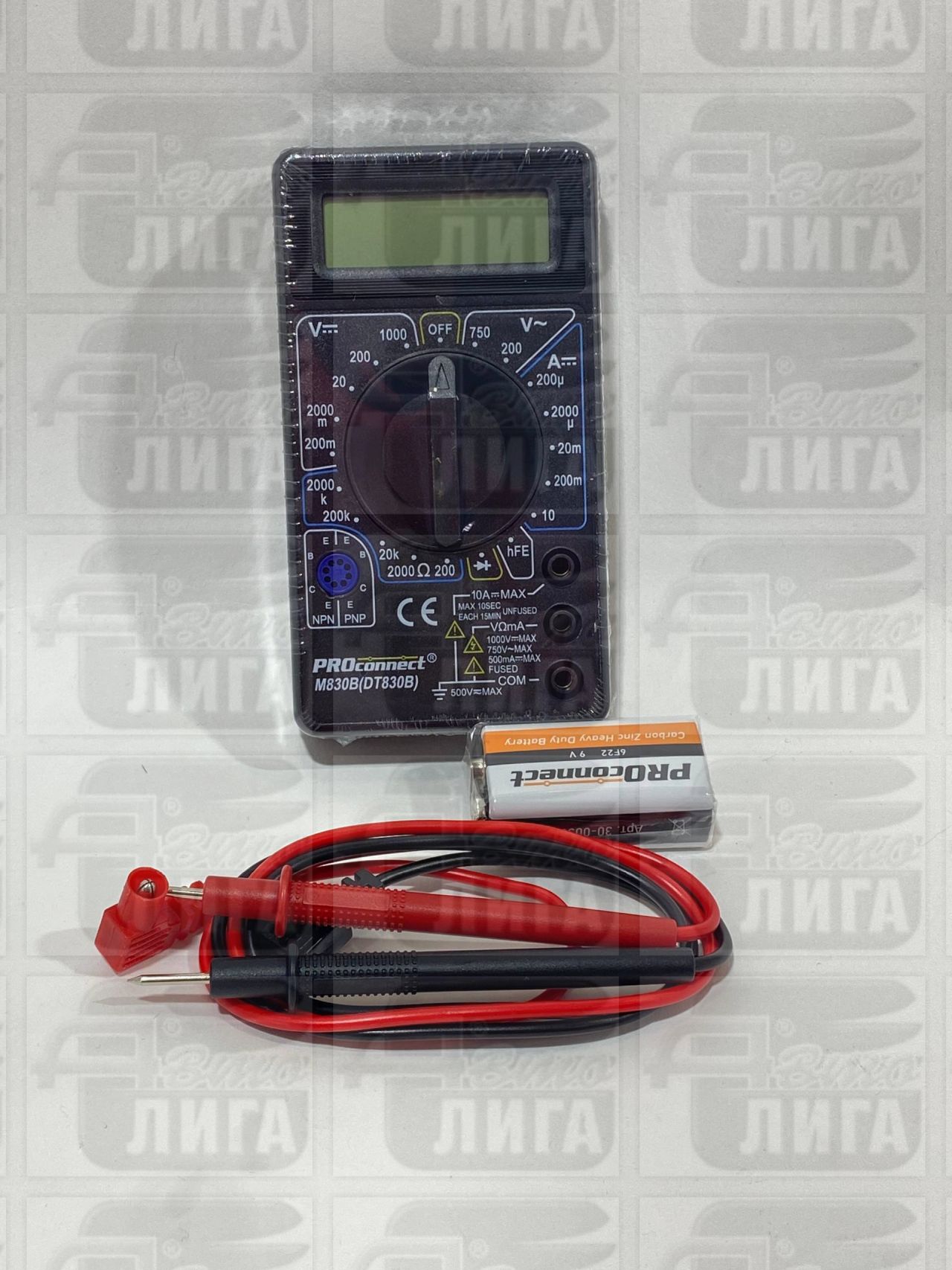 Портативный мультиметр M830B (DT830B) PROconnect с цифровой индикацией карманный с ручным выбором диапазона