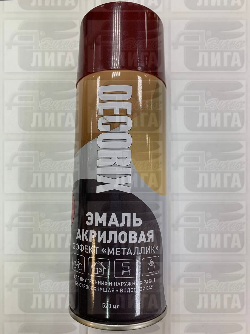 Аэрозольная эмаль металлик DECORIX 520 мл, красный 0103-44 DX