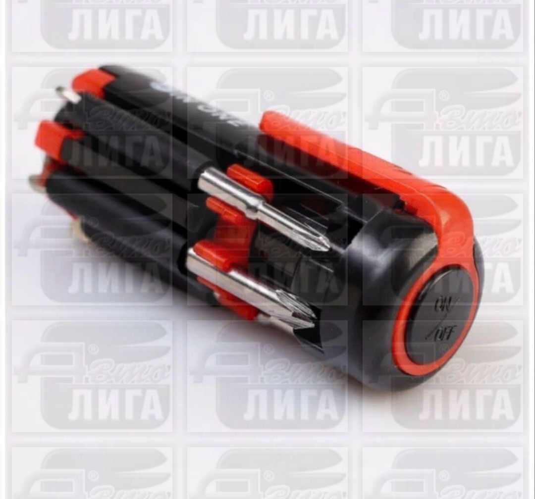 Фонарик функциональный, 4 диода, набор из 5 отверток, зажим